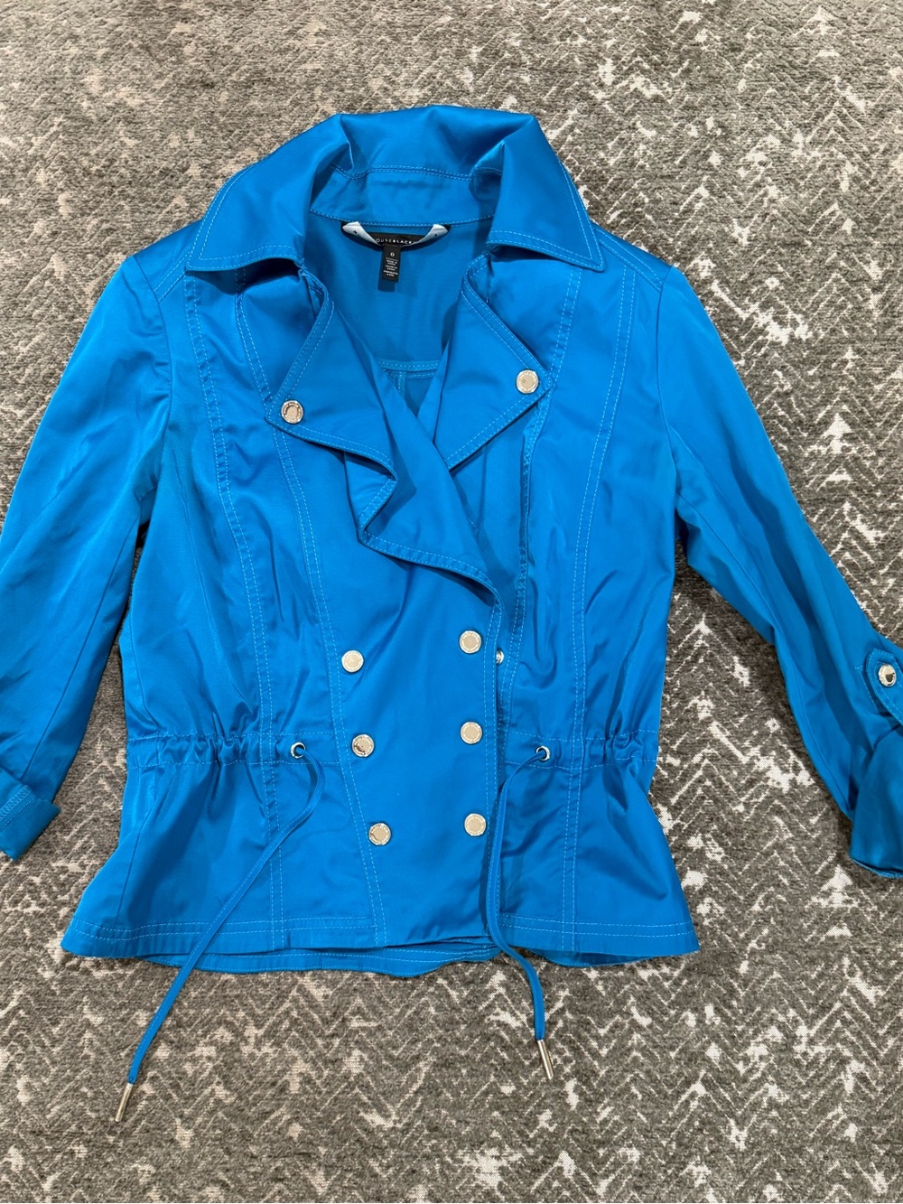 White House Black Market Turquoise Blue Drawstring Jacket Size 0